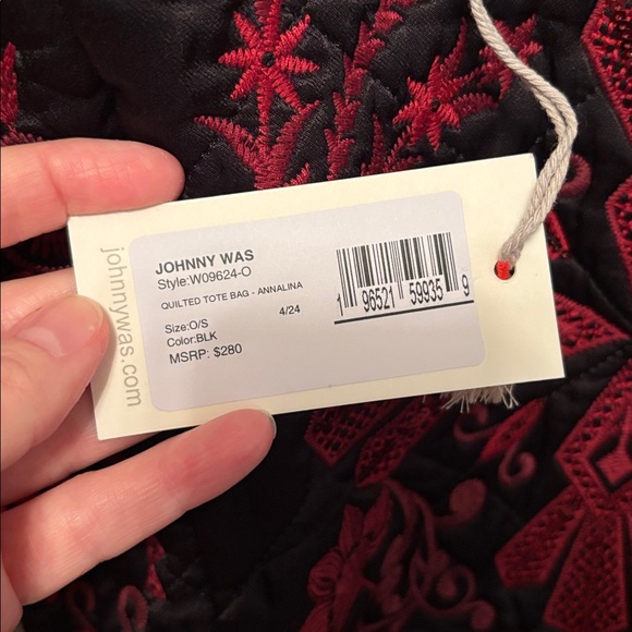 Johnny Was Black Tote with Red Embroidery - Picture 3 of 6